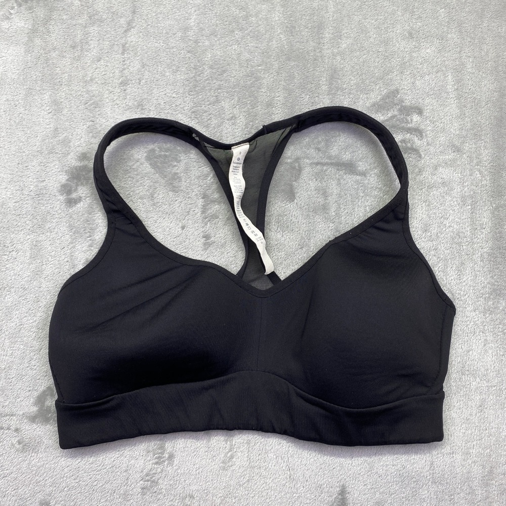 Lululemon Speed Up Bra High‎ Support Mesh Racerback Black Sports Size 8 E8